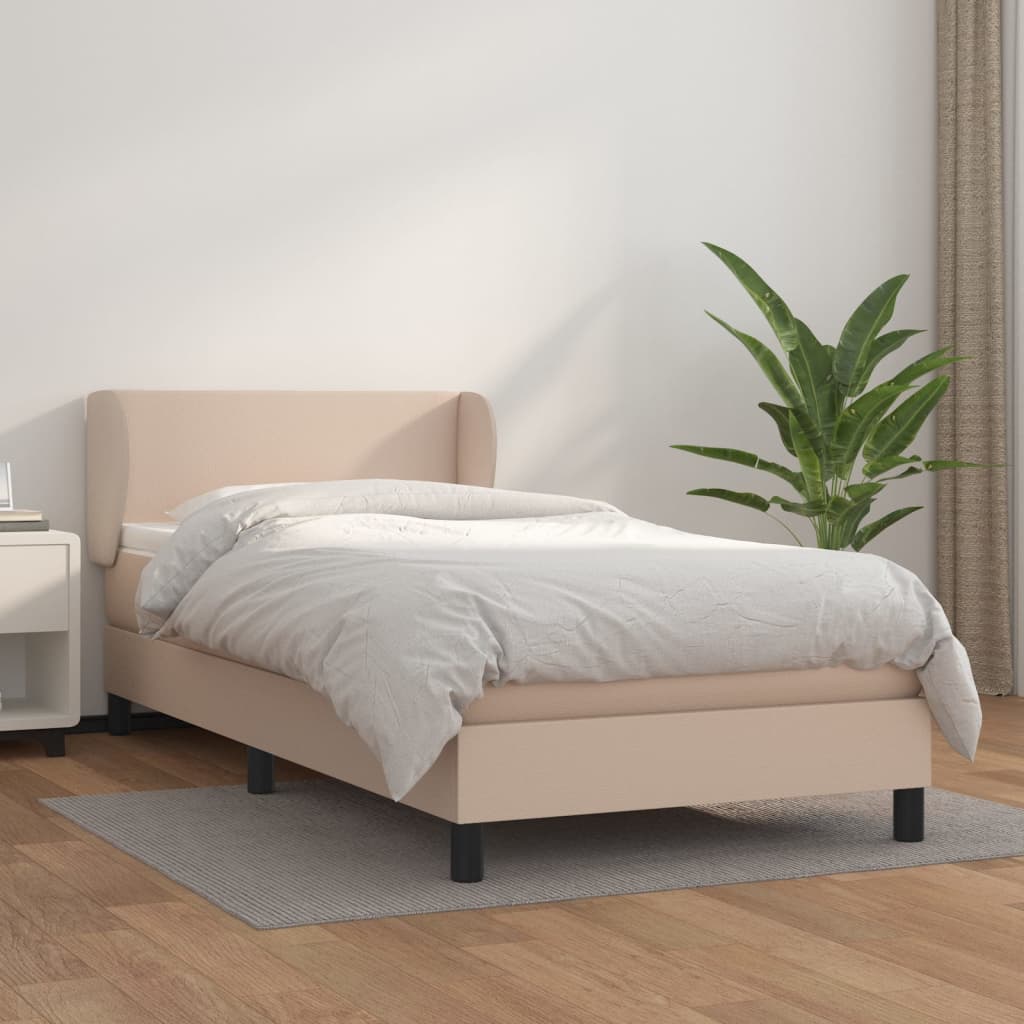 vidaXL Boxspringbett mit Matratze Cappuccino-Braun 80x200cm Kunstleder