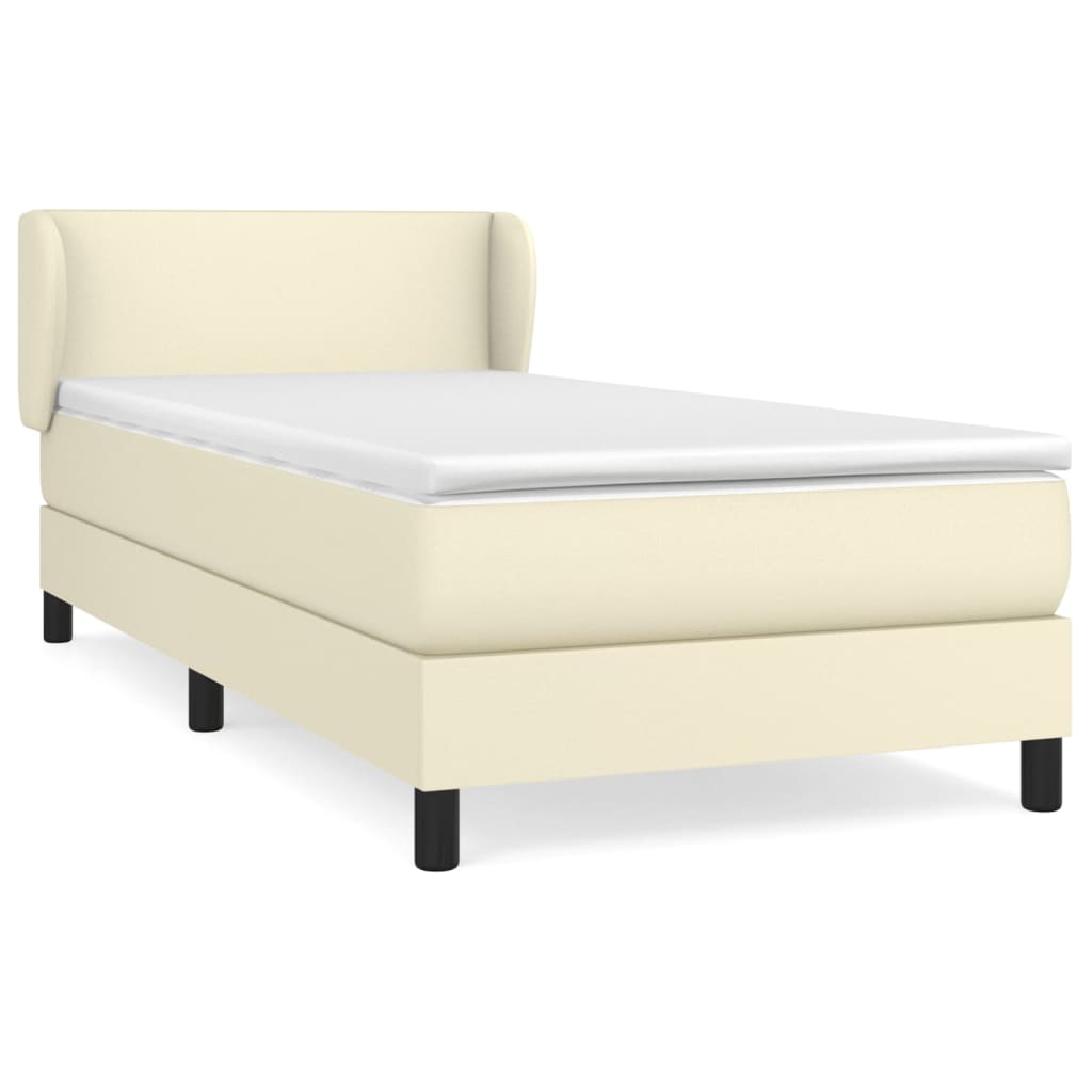 vidaXL Box spring postel s matrací krémová 90x200 cm umělá kůže