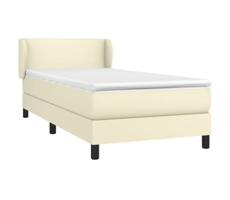 vidaXL Κρεβάτι Boxspring με Στρώμα Κρεμ 100x200εκ. από Συνθετικό Δέρμα