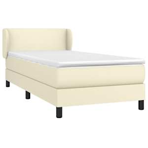 Box spring postel s matrací krémová 100x200 cm umělá kůže - obrázek 3