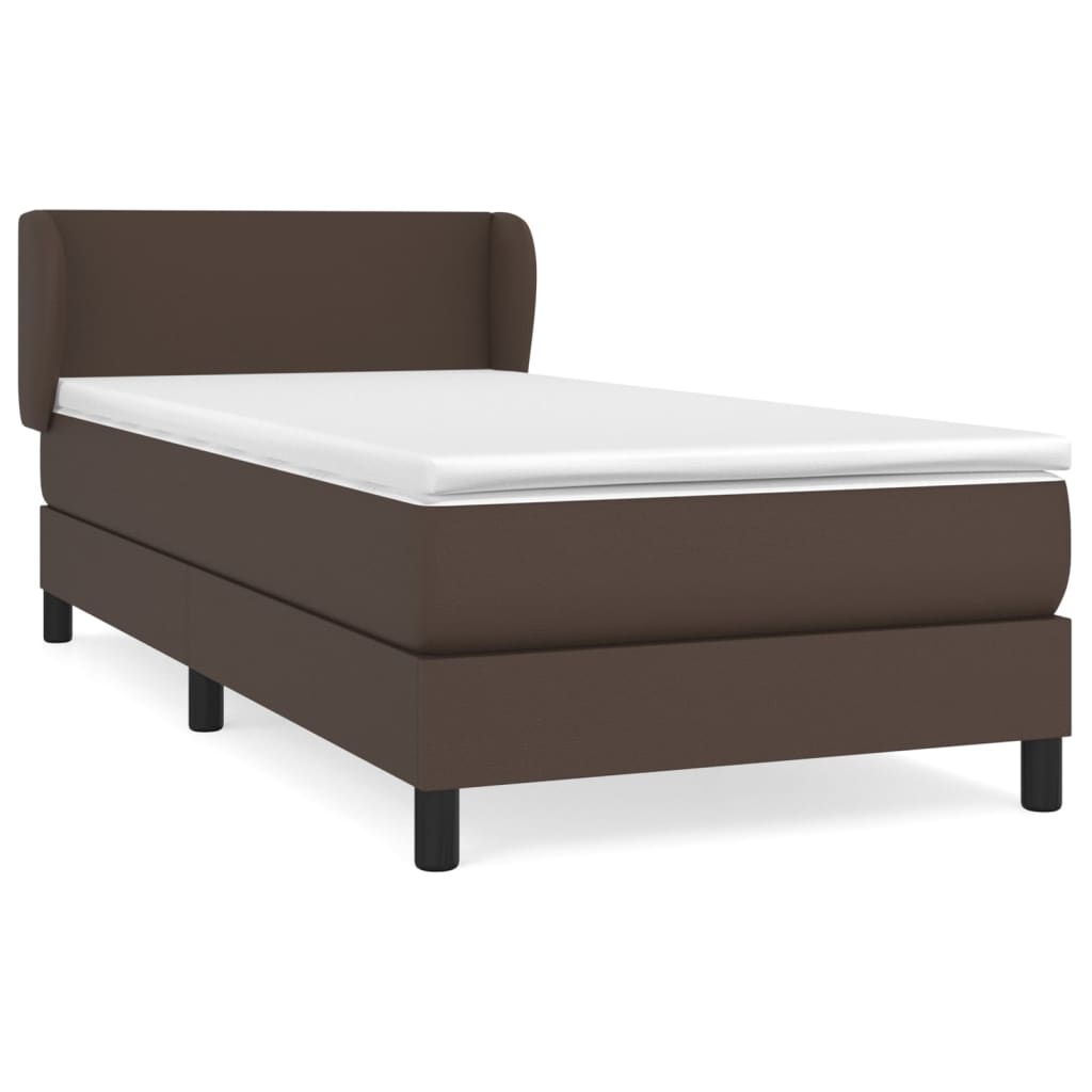 vidaXL Boxspring met matras kunstleer bruin 100x200 cm
