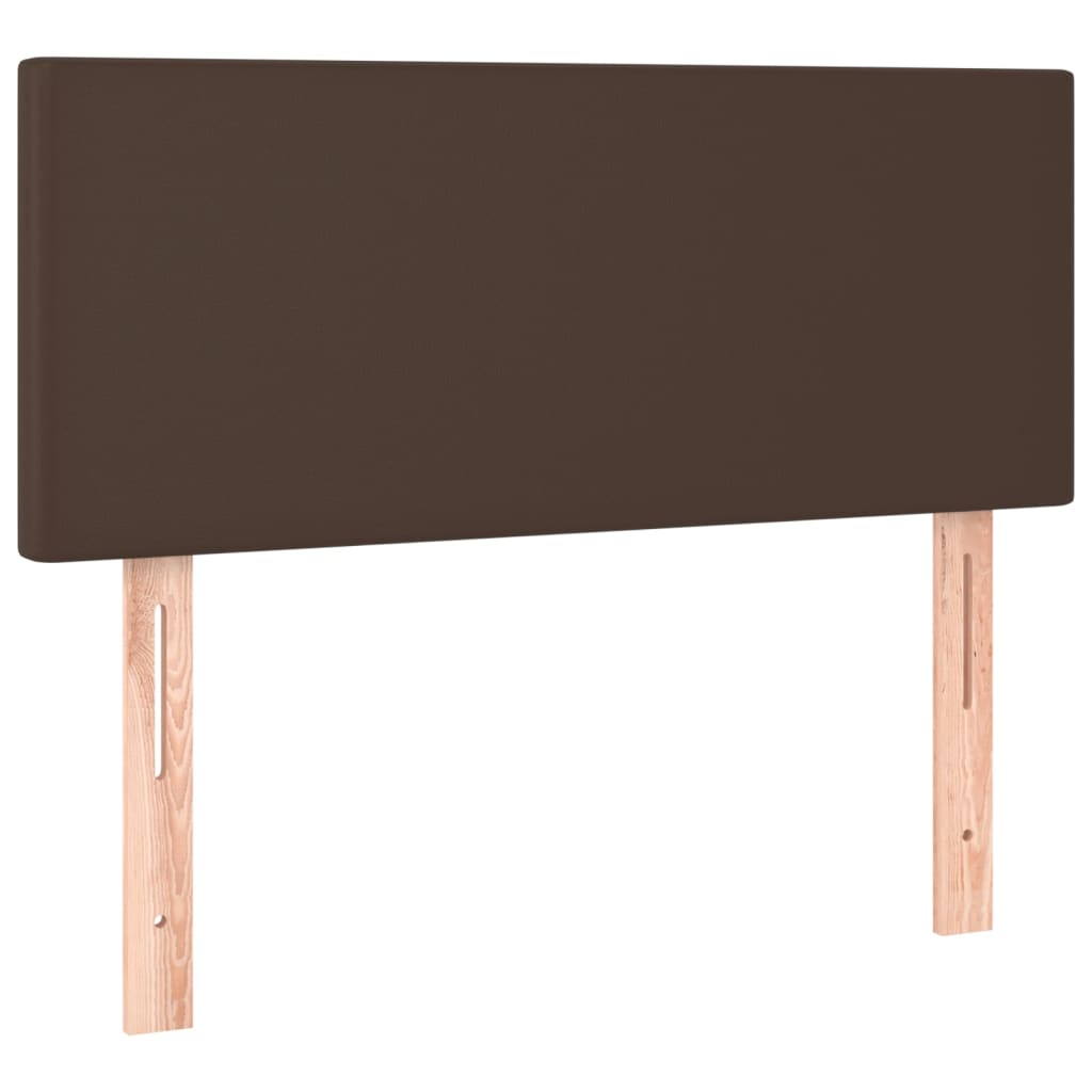 Łóżko kontynentalne z materacem, brązowe, ekoskóra 100x200 cm