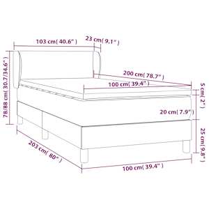 Box spring postel s matrací cappuccino 100x200 cm umělá kůže - obrázek 7