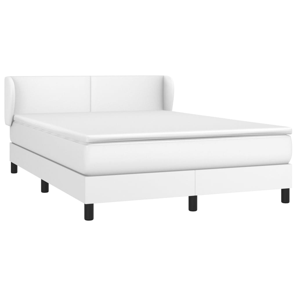 vidaXL Cama box spring con colchón cuero sintético blanco 140x190 cm