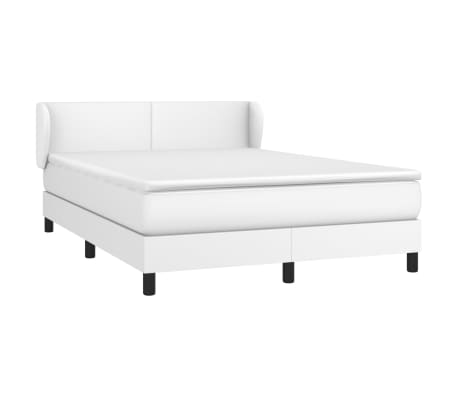 vidaXL Sommier à lattes de lit avec matelas Blanc 140x190cm Similicuir