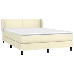 Box spring postel s matrací krémová 140x190 cm umělá kůže - obrázek 3
