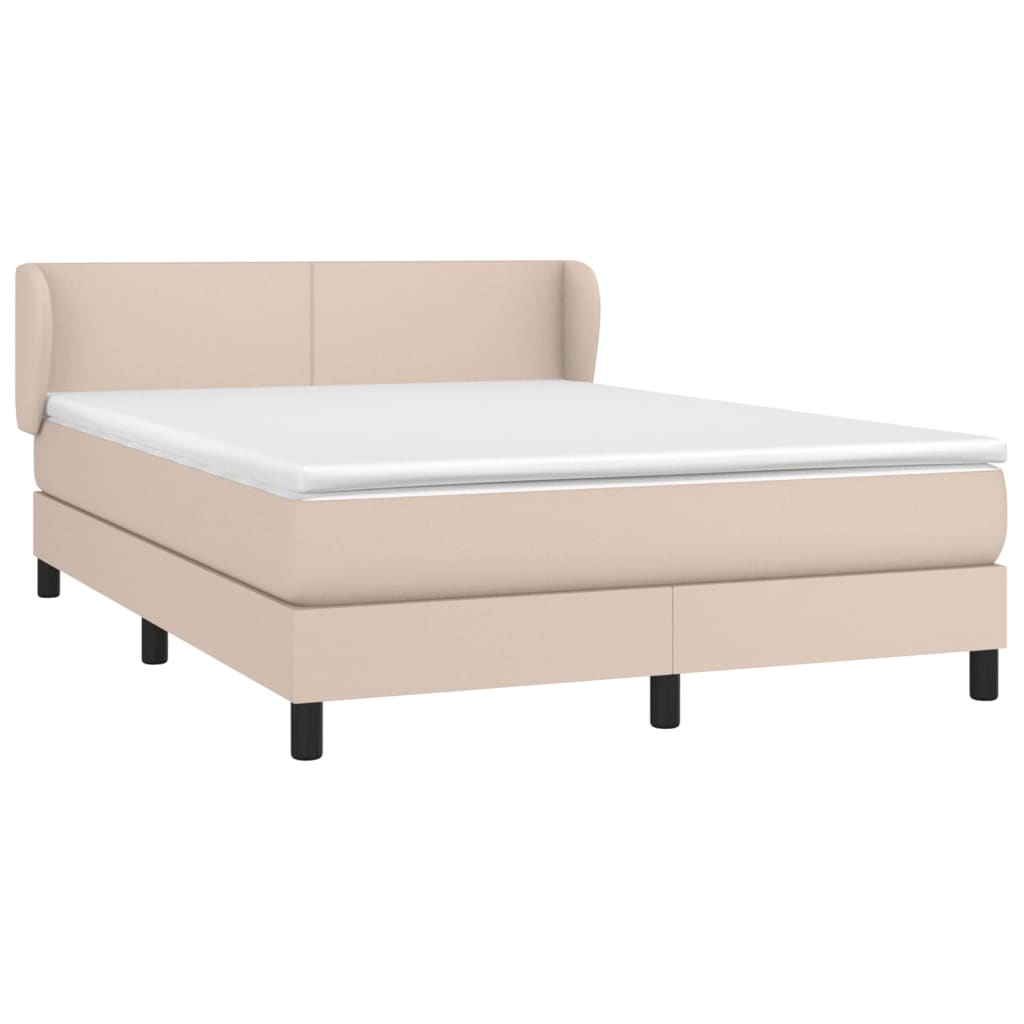 vidaXL Boxspring met matras kunstleer cappuccinokleurig 140x190 cm