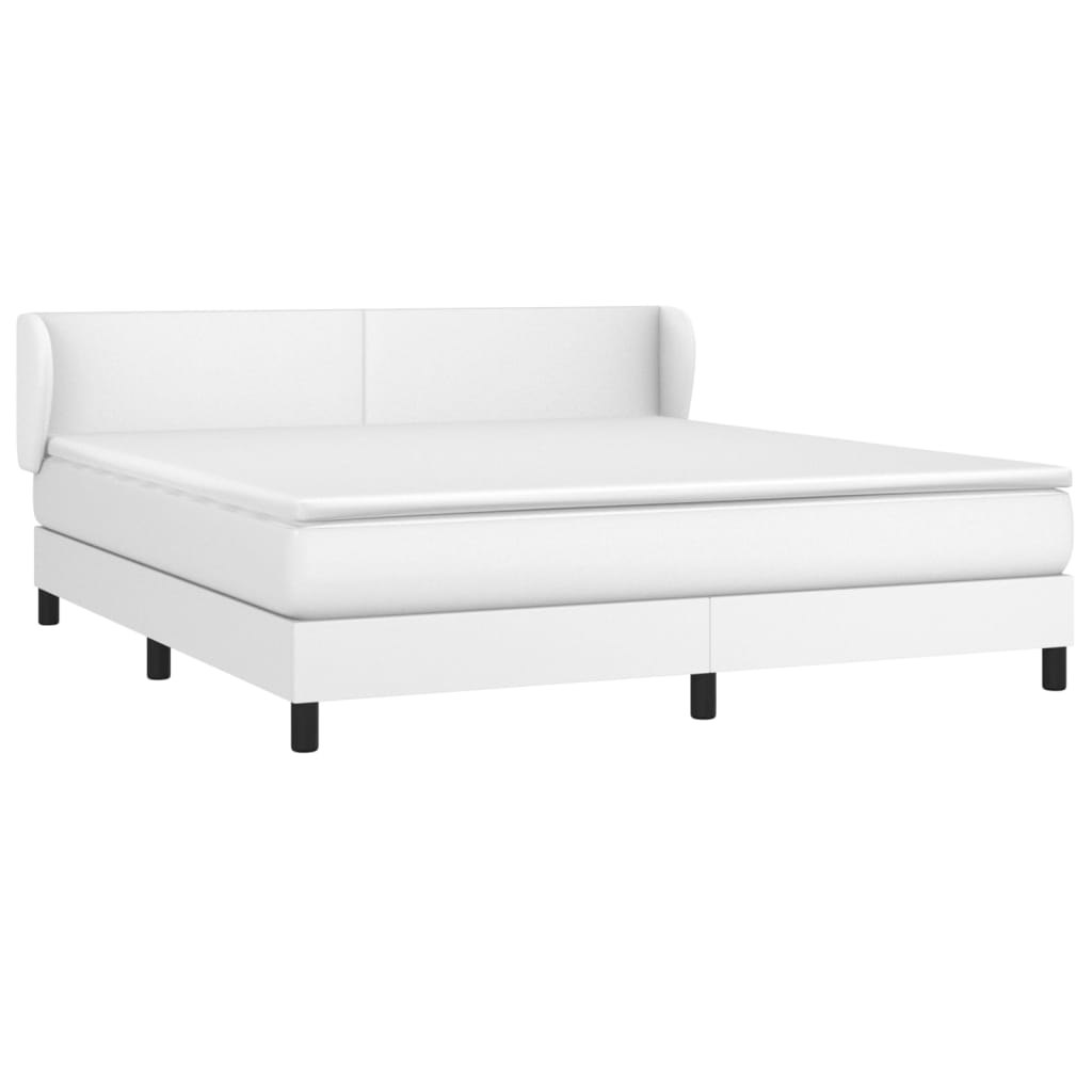 vidaXL Cama com molas/colchão 160x200 cm couro artificial branco