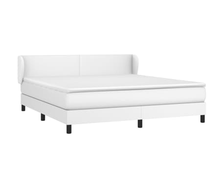 vidaXL Sommier à lattes de lit avec matelas Blanc 160x200cm Similicuir