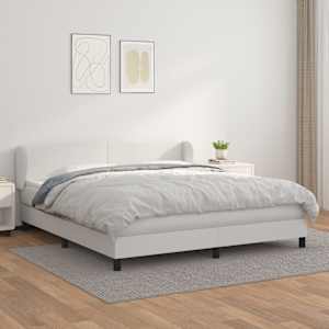 Box spring postel s matrací bílá 160x200 cm umělá kůže - obrázek 1