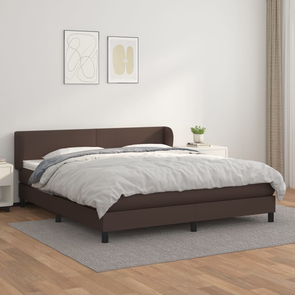 Box spring postel s matrací hnědá 160x200 cm umělá kůže