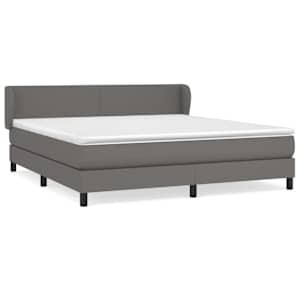 Box spring postel s matrací šedá 160x200 cm umělá kůže - obrázek 2