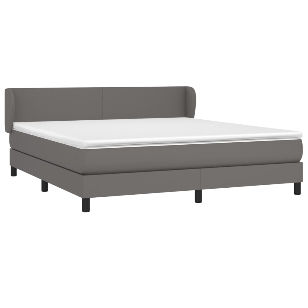 vidaXL Boxspring met matras kunstleer grijs 160x200 cm