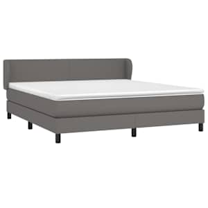 Box spring postel s matrací šedá 160x200 cm umělá kůže - obrázek 3