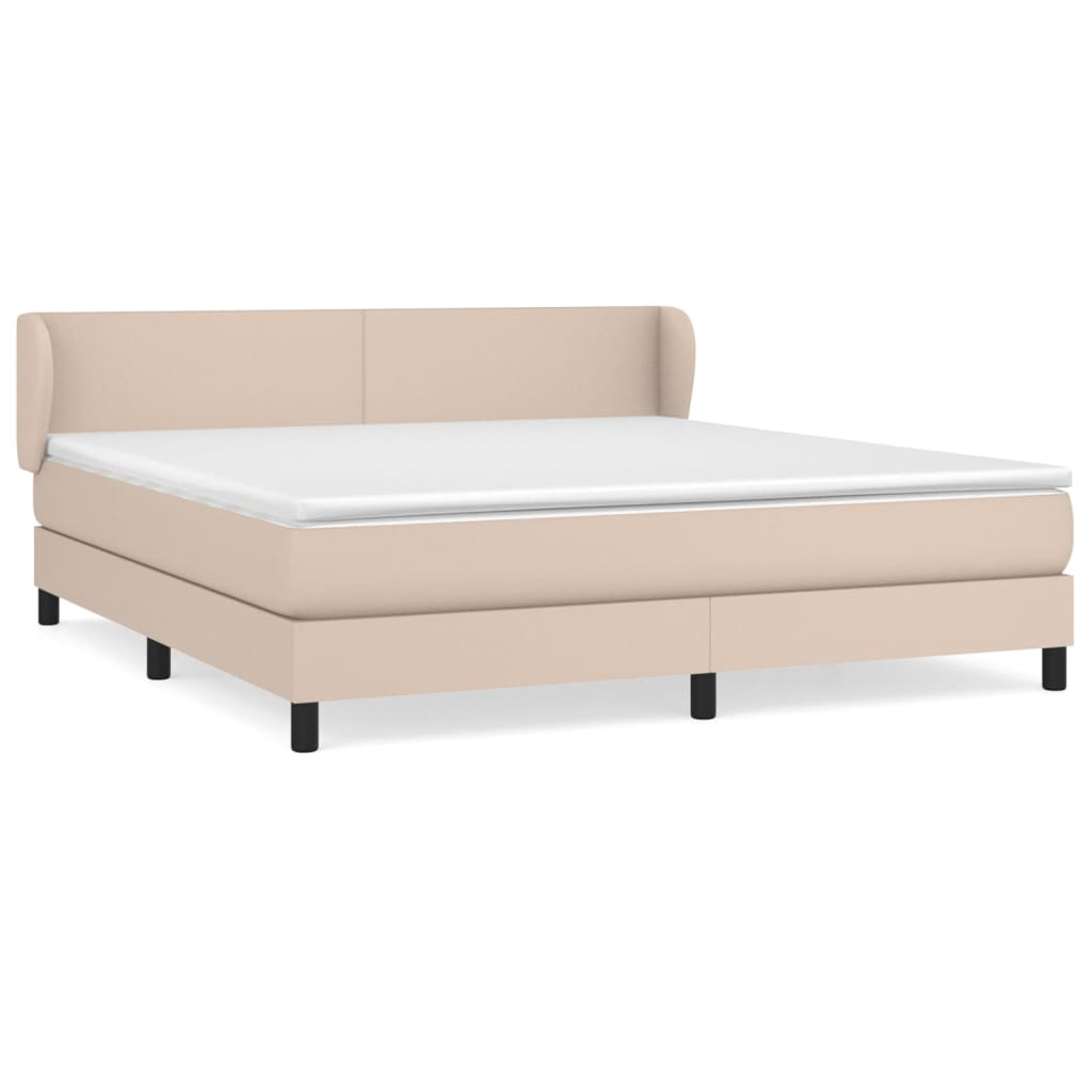 vidaXL Box spring postelja z vzmetnico kapučino 160x200cm umetno usnje