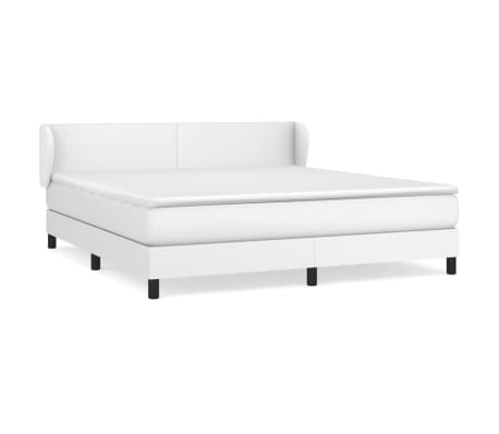 vidaXL Cama com molas/colchão 180x200 cm couro artificial branco