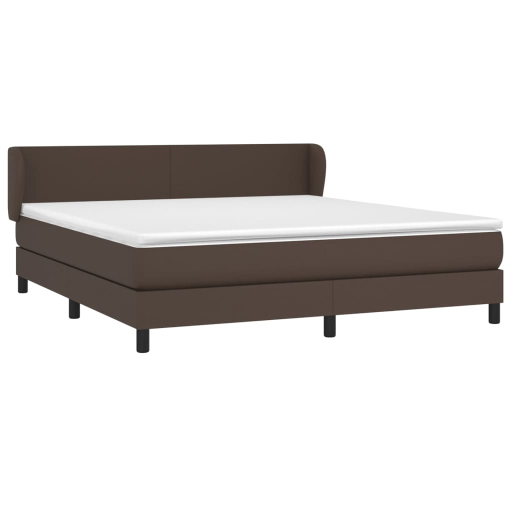 vidaXL Boxspringbett mit Matratze Braun 180x200 cm Kunstleder