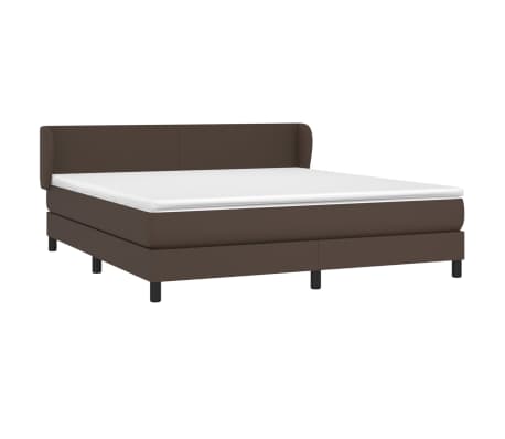 vidaXL Boxspring met matras kunstleer bruin 180x200 cm