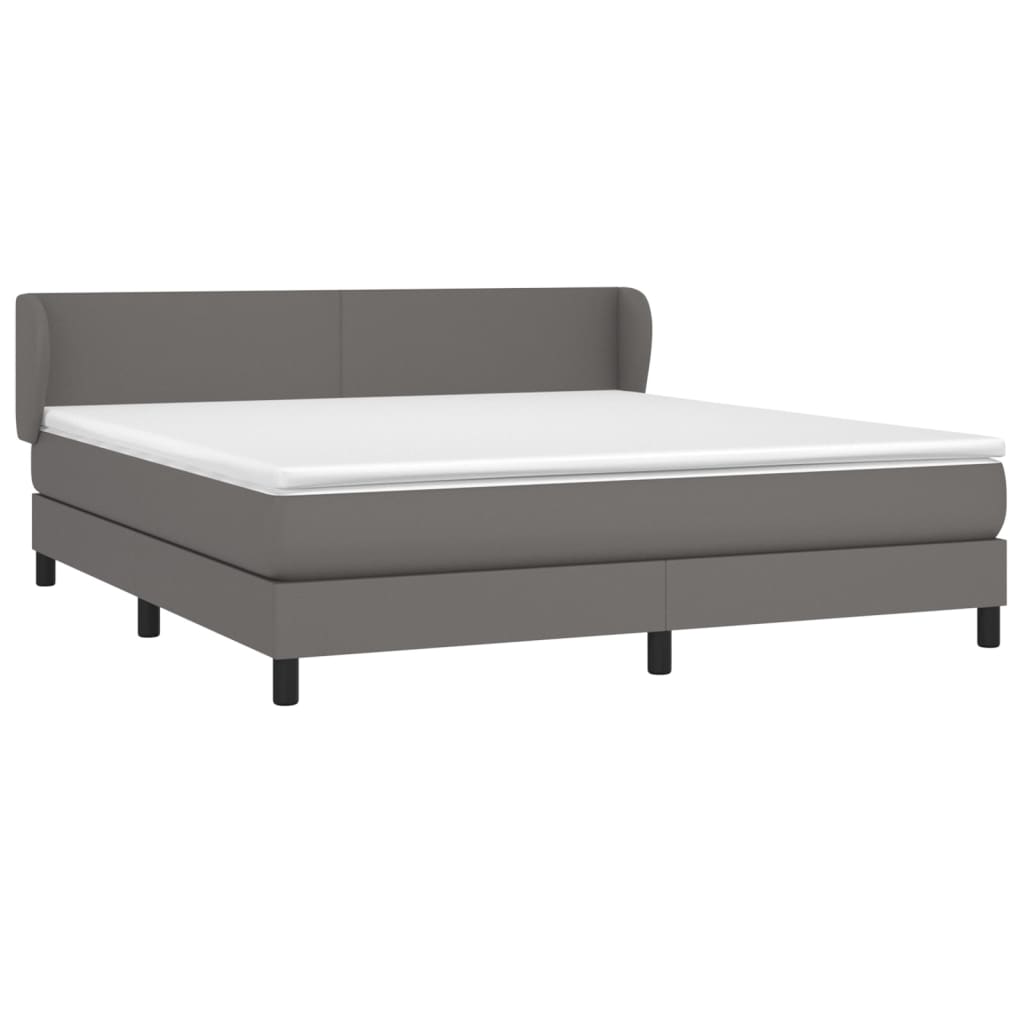 vidaXL Boxspring met matras kunstleer grijs 180x200 cm afbeelding