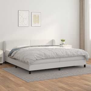 Box spring postel s matrací bílá 200x200 cm umělá kůže - obrázek 1