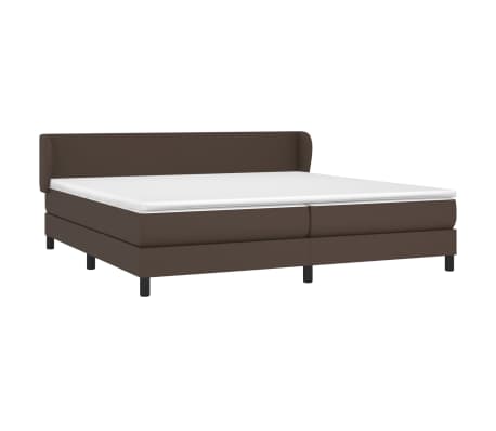 vidaXL Lova su spyruoklėmis ir čiužiniu, ruda, 200x200cm, dirbtinė oda