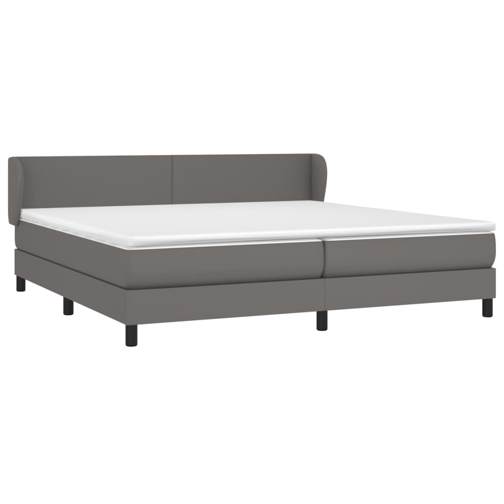 vidaXL Boxspring met matras kunstleer grijs 200x200 cm afbeelding