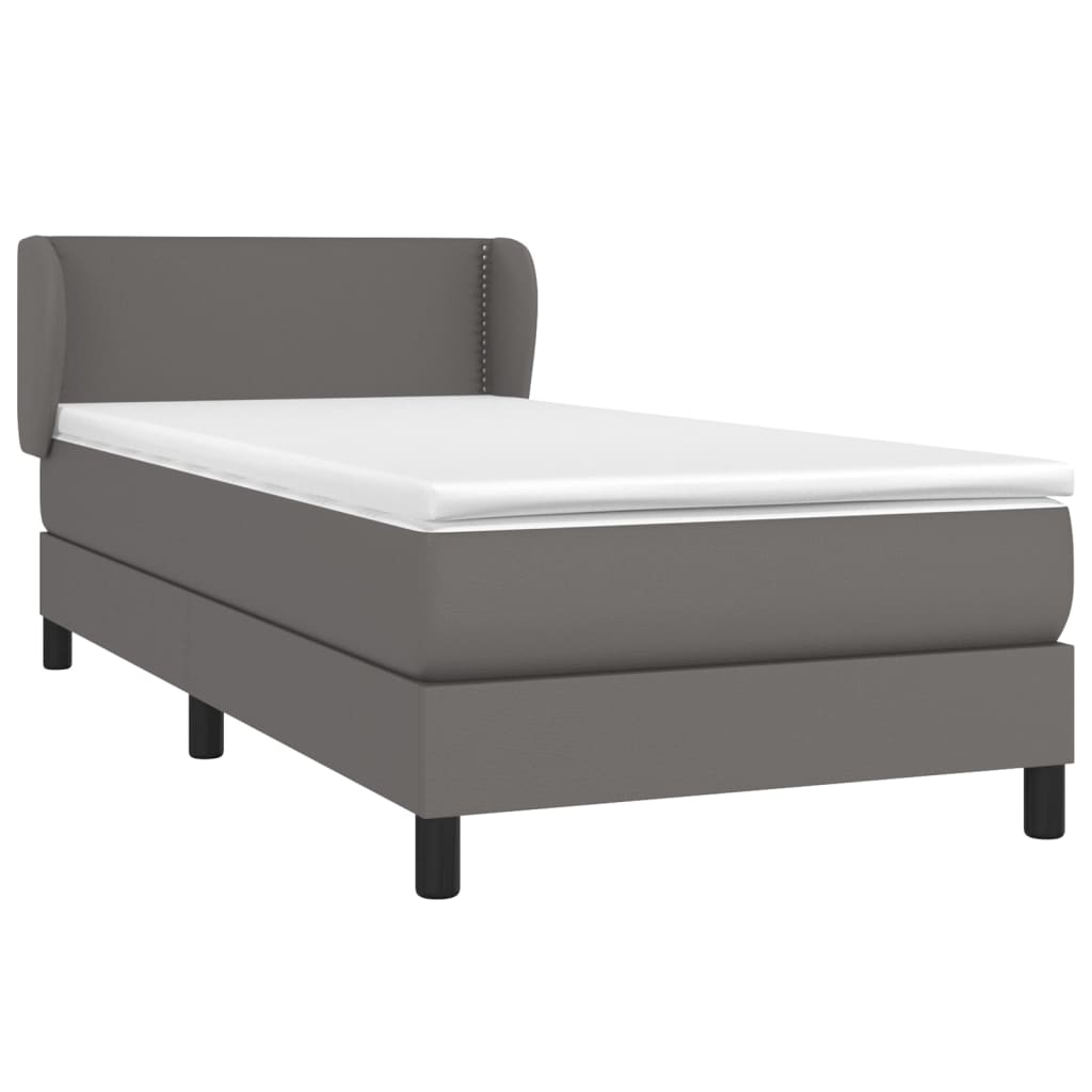 vidaXL Boxspring met matras kunstleer grijs 80x200 cm afbeelding