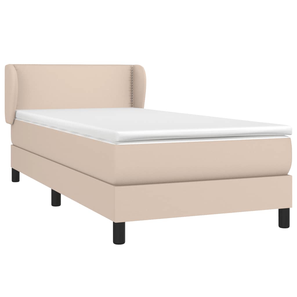 vidaXL Boxspring met matras kunstleer cappuccinokleurig 80x200 cm