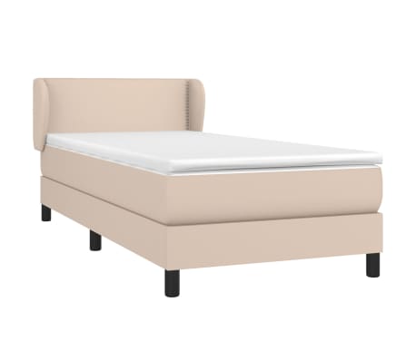 vidaXL Cama com molas/colch&atilde;o 90x190 cm couro artificial cappuccino