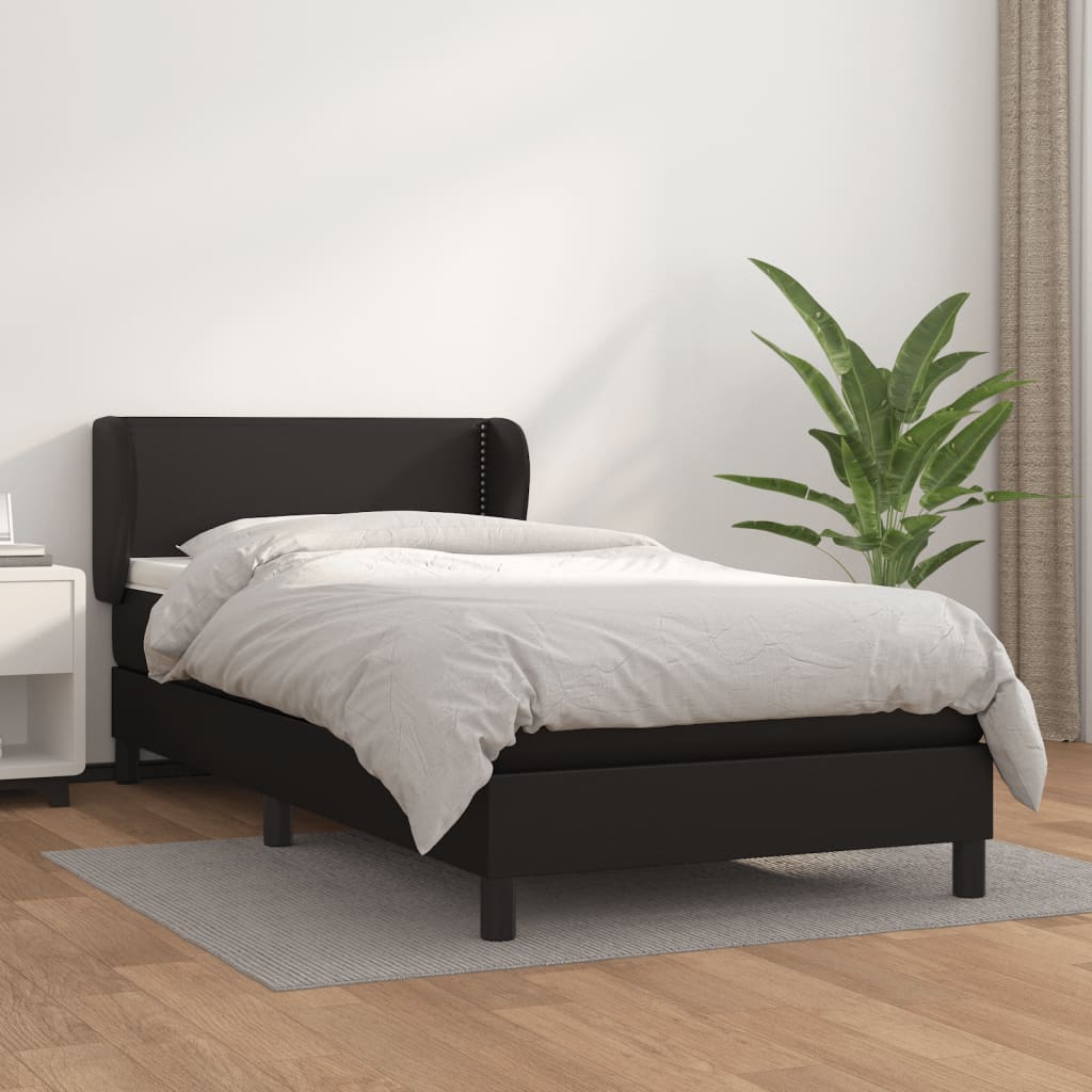 Box spring postel s matrací černá 90x200 cm umělá kůže