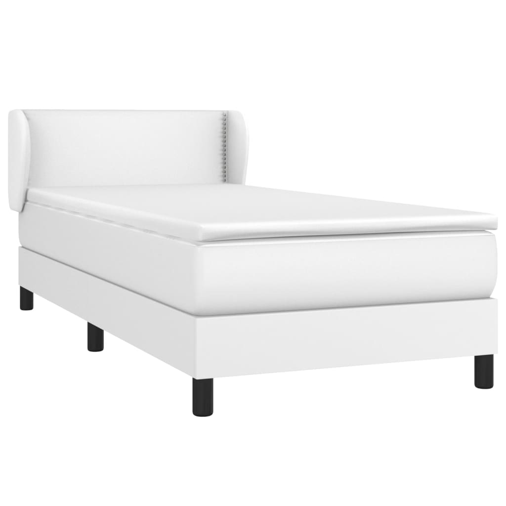 vidaXL Boxspring posteľ s matracom biela 90x200 cm umelá koža