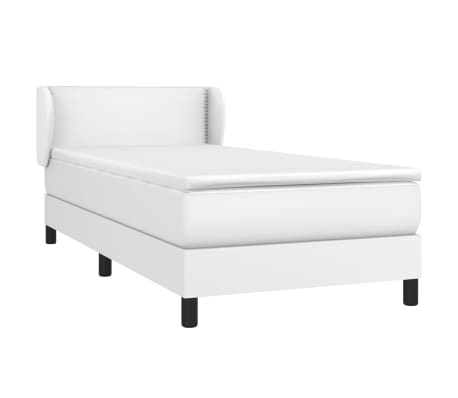 vidaXL Cama com molas/colchão 90x200 cm couro artificial branco