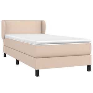 vidaXL Cama com molas/colch&atilde;o 100x200 cm couro artificial cappuccino