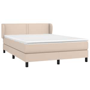 vidaXL Cama box spring con colch&oacute;n cuero sint&eacute;tico capuchino 140x190cm