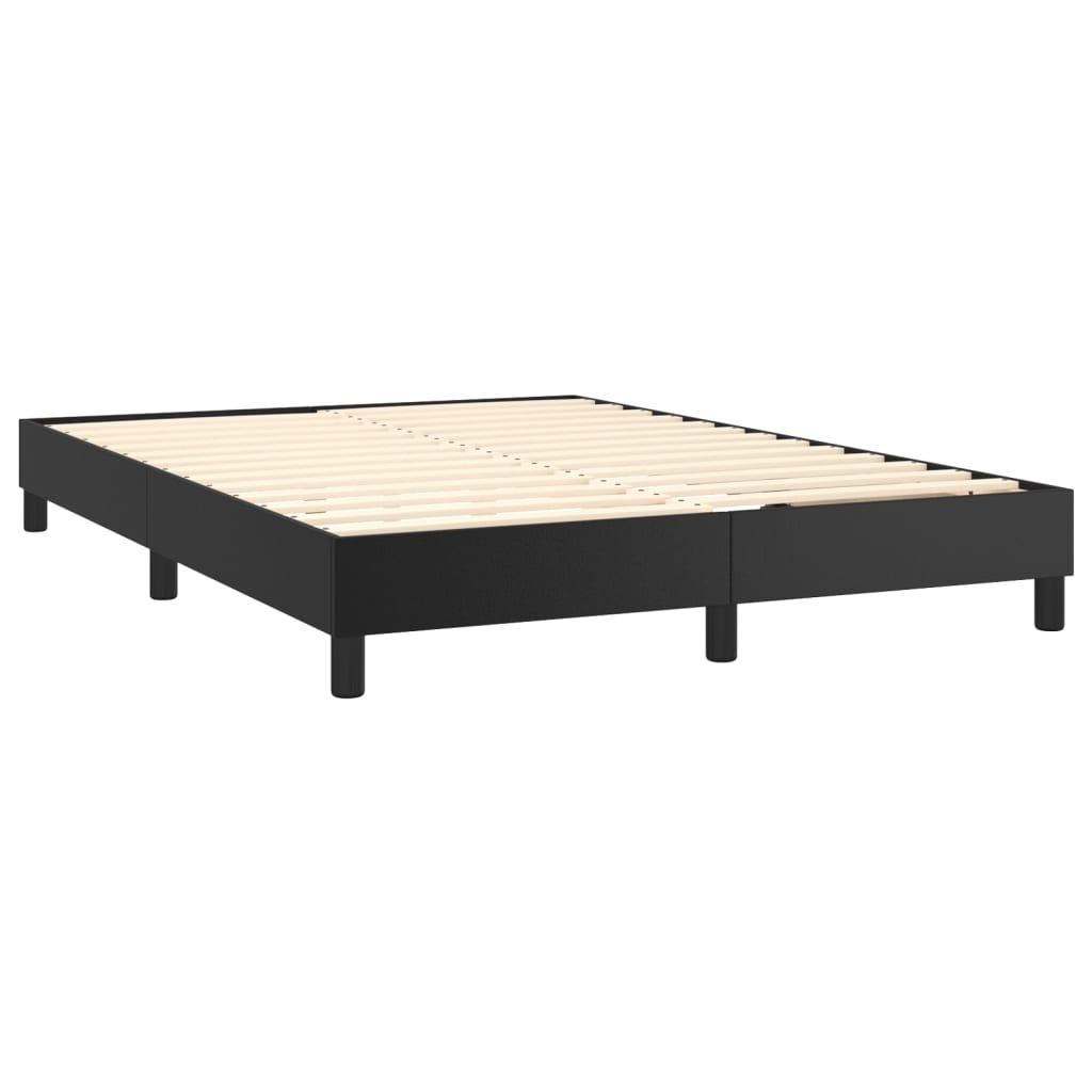 fekete műbőr rugós ágy matraccal 140 x 200 cm