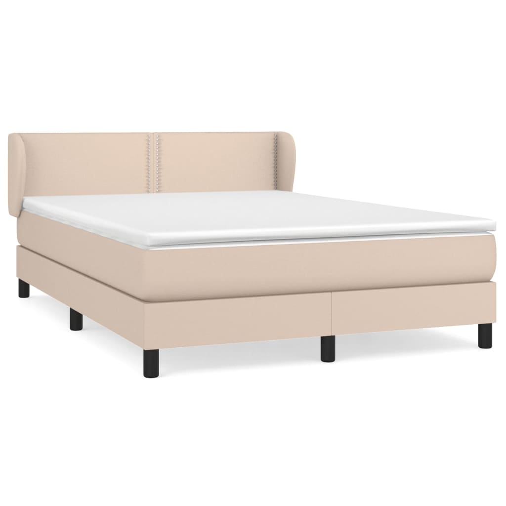 vidaXL Box spring postel s matrací cappuccino 140x200 cm umělá kůže