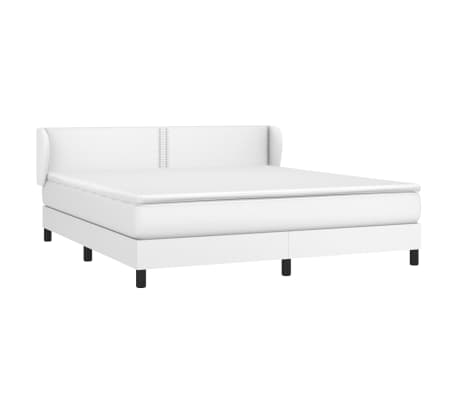 vidaXL Boxspringbett mit Matratze Wei&szlig; 160x200 cm Kunstleder