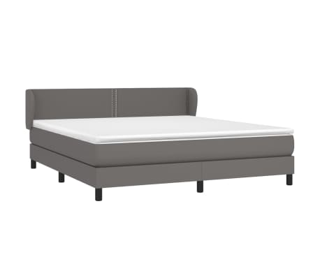 vidaXL Box spring postelja z vzmetnico siva 160x200 cm umetno usnje