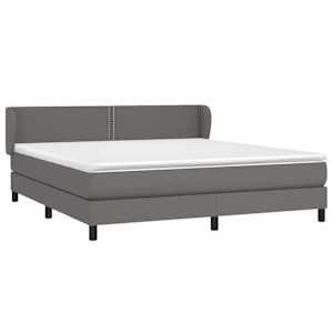 vidaXL Sommier &agrave; lattes de lit avec matelas Gris 160x200 cm Similicuir