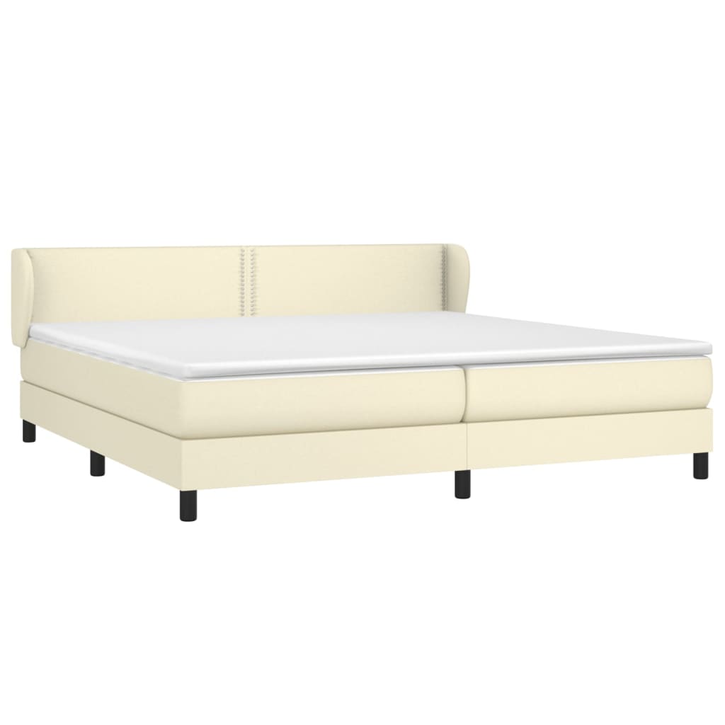 vidaXL Cama com molas/colchão 200x200 cm couro artificial cor creme