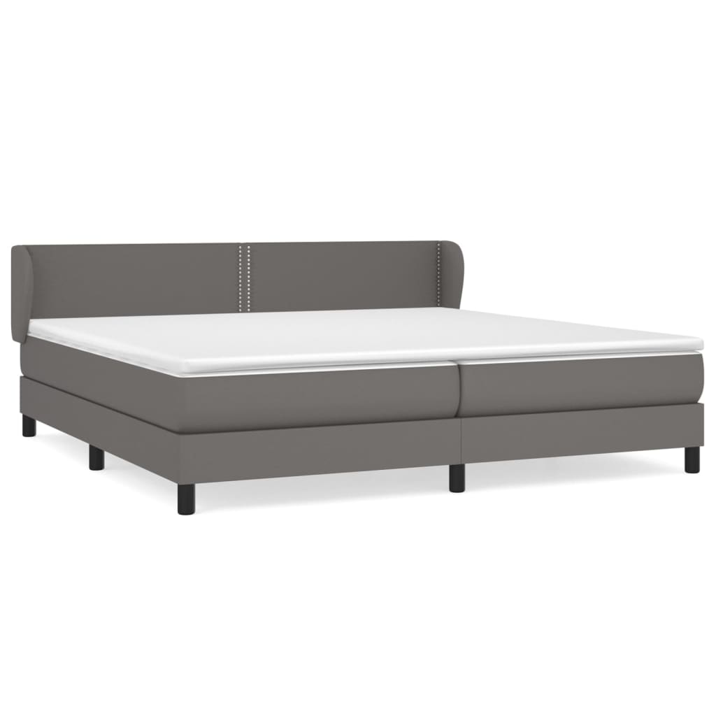 vidaXL Box spring postelja z vzmetnico siva 200x200 cm umetno usnje