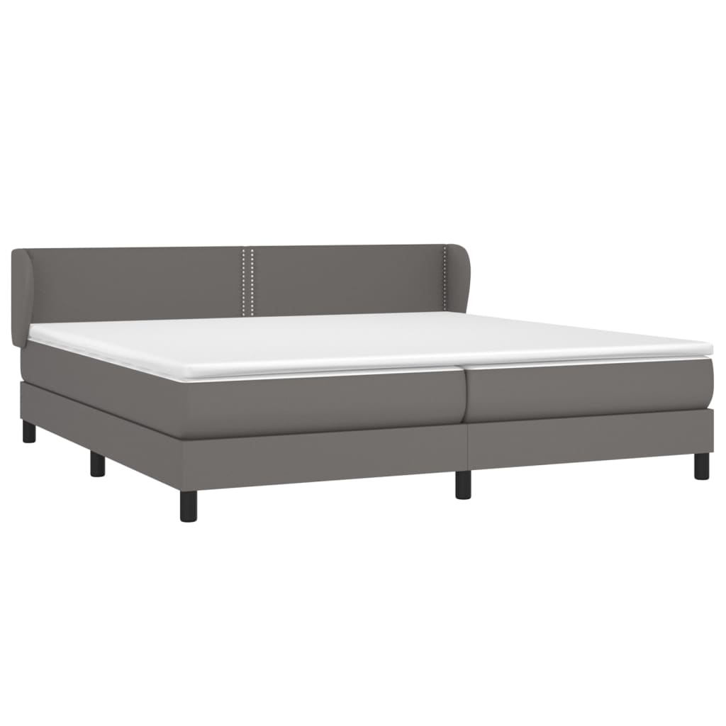 vidaXL Boxspring met matras kunstleer grijs 200x200 cm afbeelding
