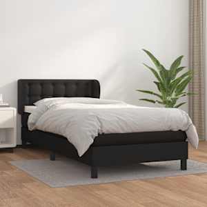 Box spring postel s matrací černá 80 x 200 cm umělá kůže - obrázek 1