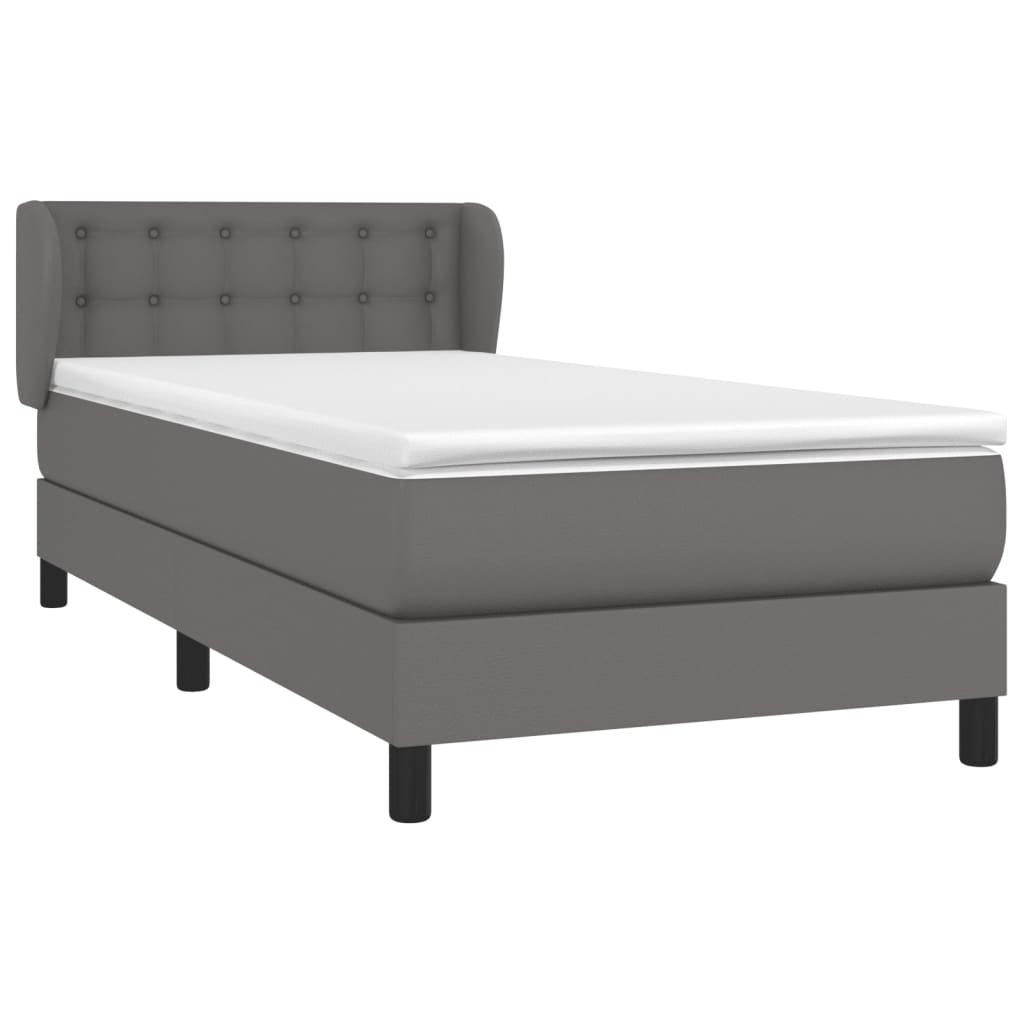 vidaXL Sommier à lattes de lit avec matelas Gris 80x200 cm Similicuir