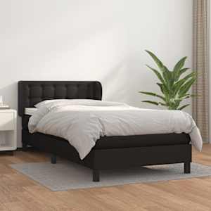 Box spring postel s matrací černá 90x190 cm umělá kůže - obrázek 1