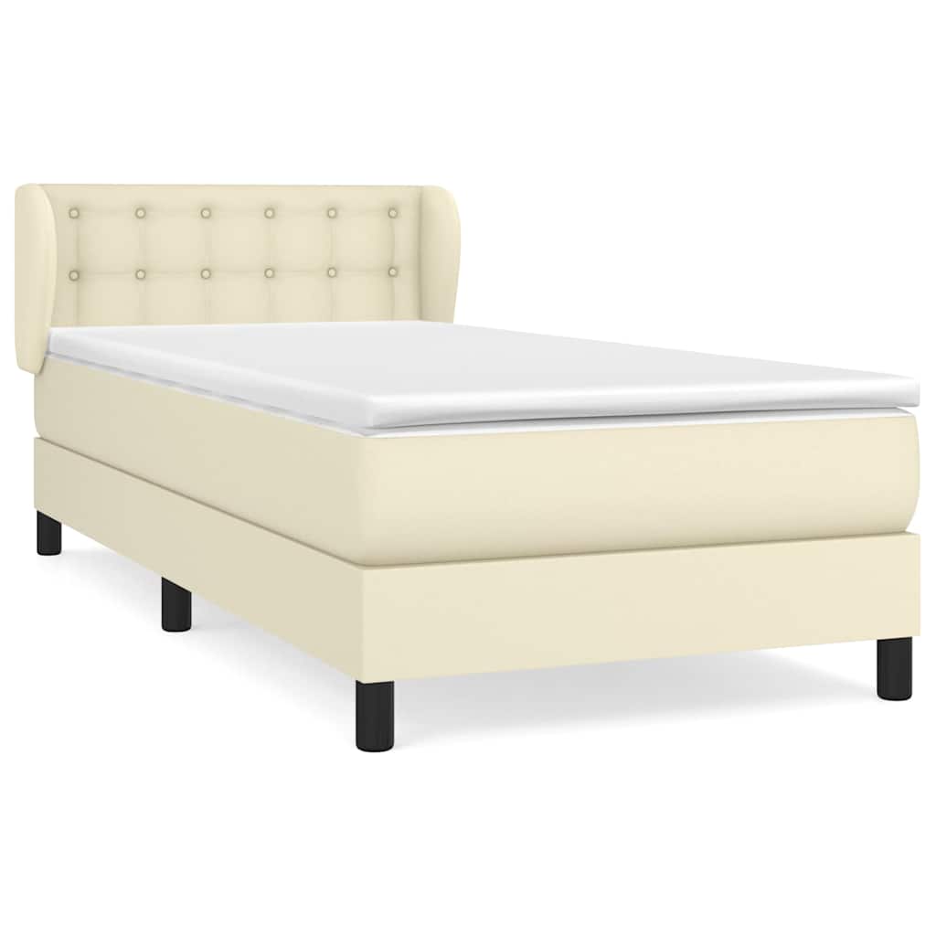 vidaXL Boxspring met matras kunstleer crèmekleurig 90x190 cm, foto 3