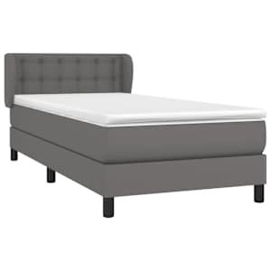 Box spring postel s matrací šedá 90x190 cm umělá kůže - obrázek 3