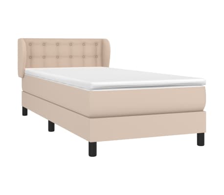 vidaXL Boxspring met matras kunstleer cappuccinokleurig 90x190 cm