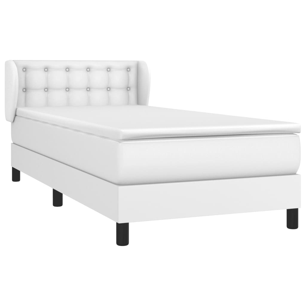 vidaXL Sommier à lattes de lit avec matelas Blanc 90x200 cm Similicuir