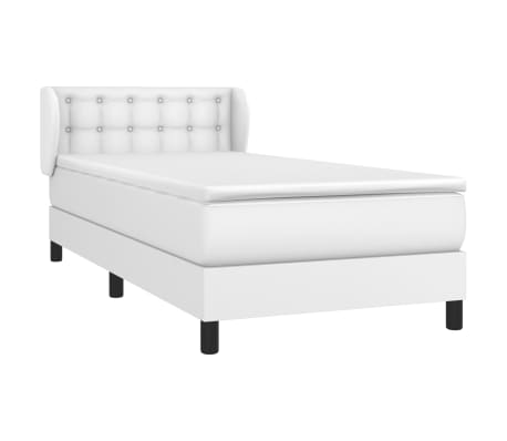 vidaXL Sommier à lattes de lit avec matelas Blanc 90x200 cm Similicuir